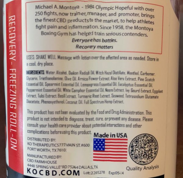 KO Recovery Freezing CBD Roll-on 3000mg- Montoya - Image 2